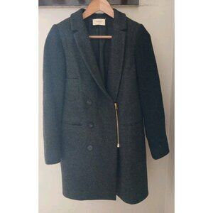 Ba&sh Wool Zip Down Dress Peacoat Size 0 Gray Work Quiet Luxury Classic